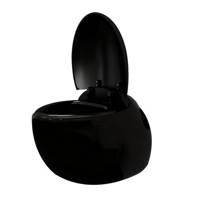 vidaXL Toaleta wisząca w formie jaja, czarna