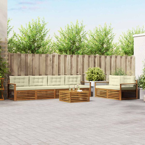 vidaXL Zestaw sof na zewnątrz z poduszką 7 pcs Naturalny i Kremowy