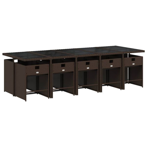 vidaXL 11-cz. zestaw mebli ogrodowych, poduszki, brązowy, rattan PE