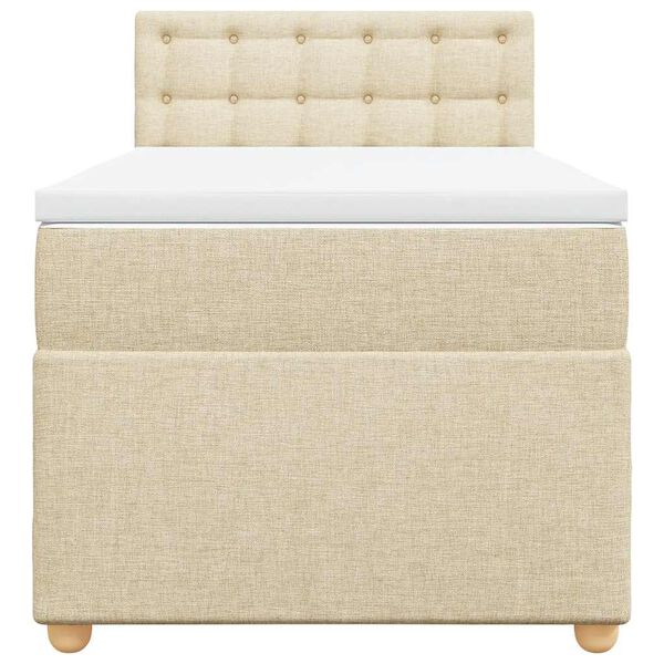 vidaXL Ł&oacute;żko kontynentalne z materacem, kremowe, tkanina, 80x200 cm