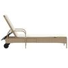 vidaXL Leżak na k&oacute;łkach, z poduszką, beżowy, polirattan