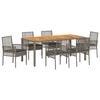 vidaXL Zestaw do jadalni w ogrodzie 7 pcs Szary polirattan