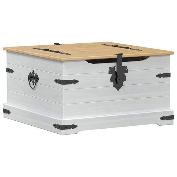 vidaXL storage box z p&oacute;łką Biały 78 x 78 x 45 cm Lite drewno sosnowe