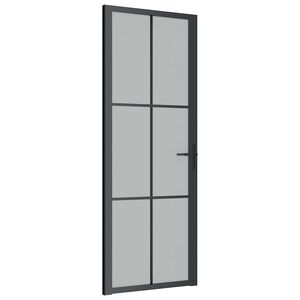 vidaXL Drzwi wewnętrzne, 76x201,5 cm, czarne, matowe szkło i aluminium