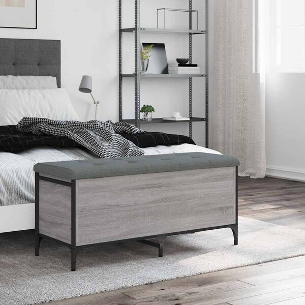 vidaXL Ławka ze schowkiem, szary dąb sonoma, 102x42x45 cm