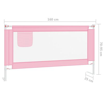 vidaXL Barierka do łóżeczka dziecięcego, różowa, 160x25 cm, tkanina