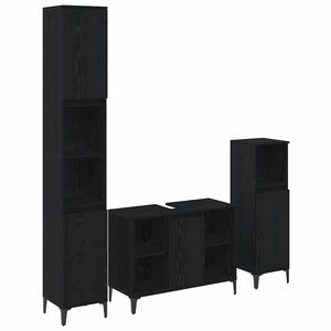 vidaXL Zestaw mebli łazienkowych z p&oacute;łką z drzwiami 3 pcs Czarny dąb