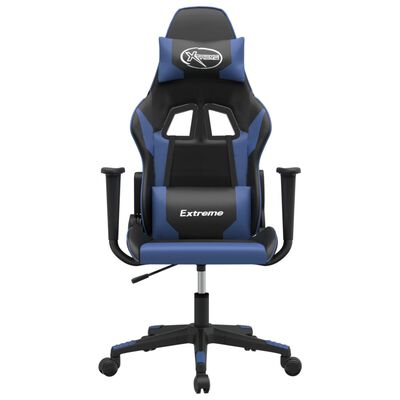 vidaXL Masujący fotel gamingowy, czarno-niebieski, sztuczna skóra