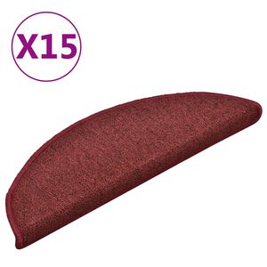vidaXL Maty na schody 15 szt. 56x17x3 cm Bordeaux P&oacute;łokrągłe