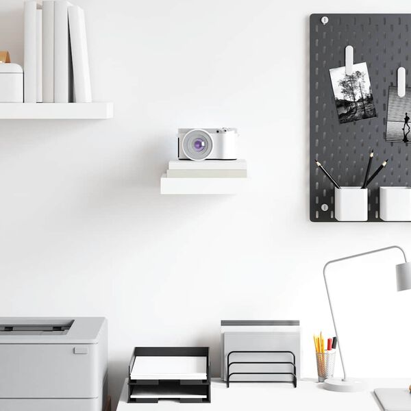 vidaXL P&oacute;łka ścienna, biała, wysoki połysk, 23x23,5x3,8 cm, MDF