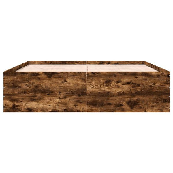 vidaXL Rama ł&oacute;żka, przydymiony dąb, 180x200cm, materiał drewnopochodny