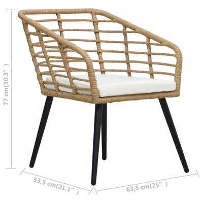 vidaXL Krzesła ogrodowe z poduszkami, 2 szt., polirattan, kolor dębowy