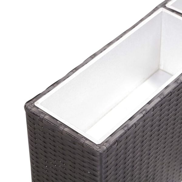 vidaXL Podwyższona donica z 2 wkładami 90x20x40 cm, polirattan, czarna
