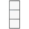 vidaXL Drzwi przesuwne 3-panele, szkło ESG i aluminium, 76x205 cm, czarne