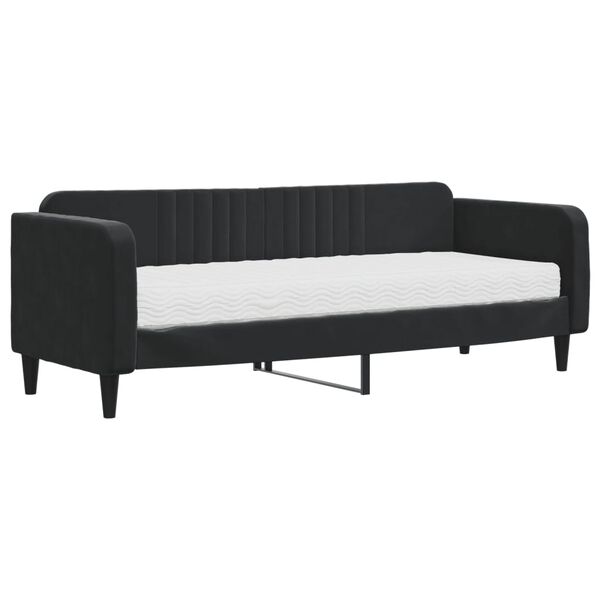 vidaXL Sofa z materacem do spania, czarna, 80x200 cm, aksamit