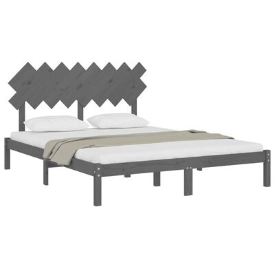 vidaXL Rama łóżka, szara, 160x200 cm, lite drewno
