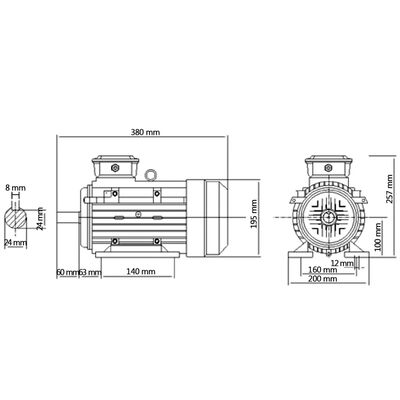 vidaXL Silnik elektr. 3-fazowy, aluminium 3 kW/4 KM, 2 P 2840 obr./min