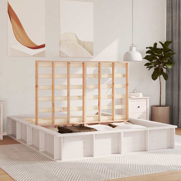 vidaXL Ramka ł&oacute;żka Biały 150 x 200 cm Lite drewno sosnowe