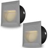 2 kwadratowe lampki na schody LED 126 x 126 x 65,5 mm