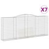 vidaXL Kosze gabionowe, 7 szt, 400x50x160/180 cm, galwanizowane żelazo
