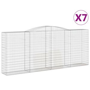 vidaXL Kosze gabionowe, 7 szt, 400x50x160/180 cm, galwanizowane żelazo