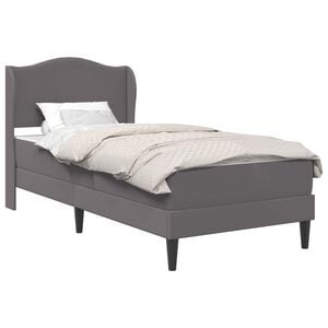 vidaXL Ramka ł&oacute;żka Z zagł&oacute;wkiem Szary 90 x 190 cm Ekosk&oacute;ra