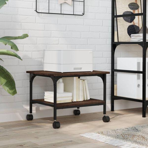 vidaXL Stojak na drukarkę, 2-poziomowy, brązowy dąb, 50x40x38 cm