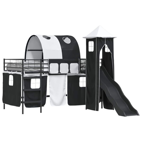 vidaXL Ł&oacute;żko piętrowe dla dzieci Czarny 80 x 200 cm Metal