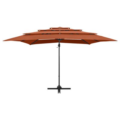 vidaXL 4-poziomowy parasol na aluminiowym słupku, terakota, 250x250 cm