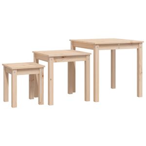 vidaXL Stoliki wsuwane pod siebie, 3 szt., lite drewno sosnowe