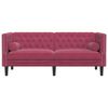 vidaXL Sofa Chesterfield z wałkami, dwuosobowa, bordowa, aksamit