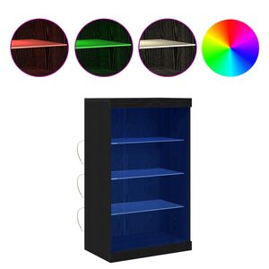 vidaXL Komoda LED Czarny Dąb 60,5 x 37 x 100 cm Drewno inżynieryjne