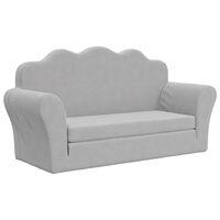 vidaXL 2-os. sofa dla dzieci, rozkładana, jasnoszara, miękki plusz