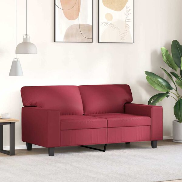 vidaXL 2-osobowa sofa, winna czerwień, 120 cm, sztuczna sk&oacute;ra