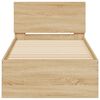 vidaXL Rama ł&oacute;żka z wezgłowiem i LED, dąb sonoma, 75x190 cm