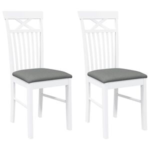vidaXL Krzesła do jadalni z poduszkami 2 szt. Białe lite drewno gumowe