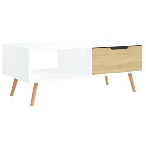 vidaXL Stolik kawowy, biel i dąb sonoma, 100x49,5x43 cm, płyta wi&oacute;rowa