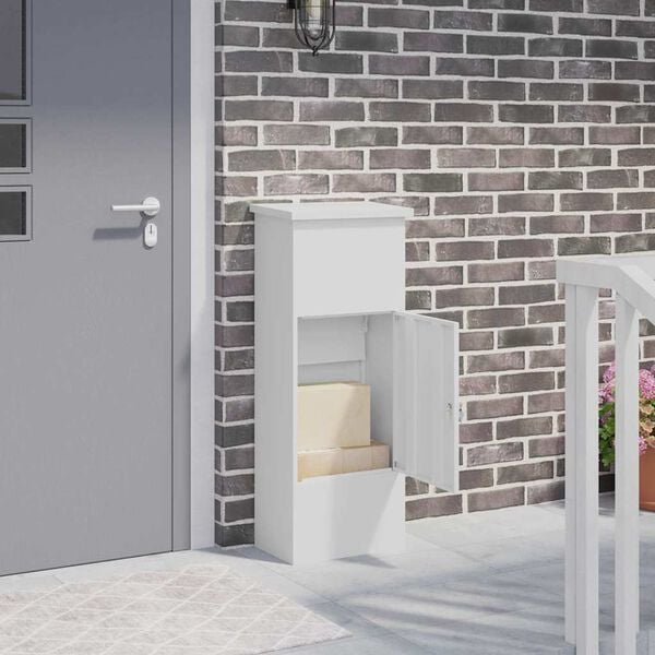 vidaXL Skrzynka na przesyłki Biały 44,5 x 29 x 110,5 cm Stal