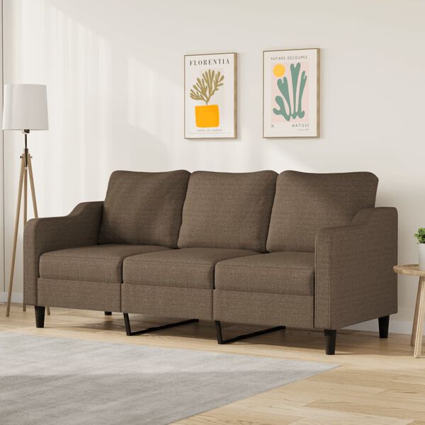 vidaXL Sofa 3-osobowa, brązowa, 180 cm, tapicerowana tkaniną