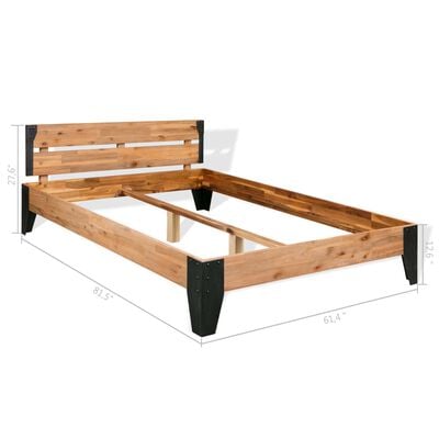 vidaXL Rama łóżka, lite drewno akacjowe i stal, 152x203 cm