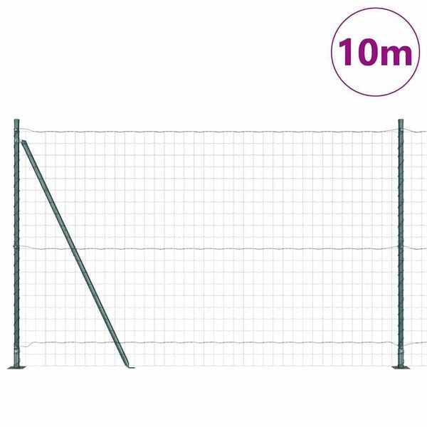 vidaXL Ogrodzenie z słupkiem Zielony 1,4 x 10 m Stal i PVC