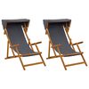 vidaXL Fotel ogrodowy 2 pcs 3 Pozycja Lite Drewno Eukaliptusowe Szary