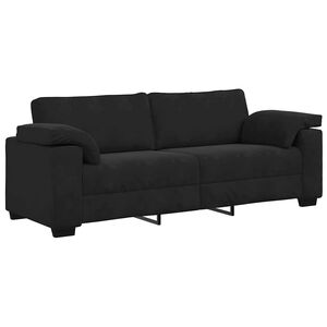 vidaXL Sofa 3-osobowa, czarny, 220x77x82 cm, tapicerowana aksamitem