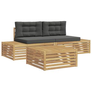 vidaXL 4 pcs Zestaw sof na zewnątrz Poliester Biały