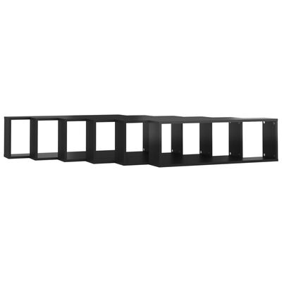 vidaXL Półki ścienne kostki, 6 szt., czarne z połyskiem, 80x15x26,5 cm