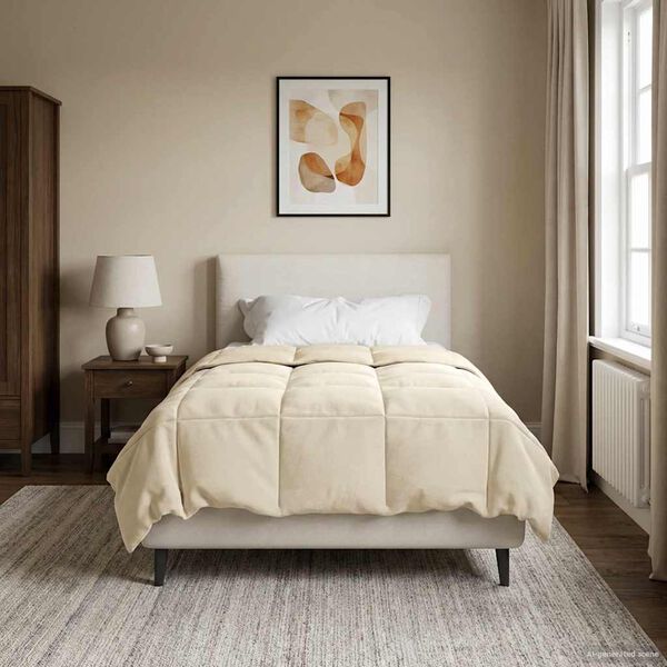 vidaXL Kołdra na cały rok Kwiłtowany Kremowy 155 x 200 cm Mikrofibra