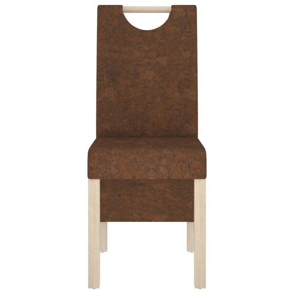 vidaXL Krzesła stołowe, 2 szt., brązowe, sztuczna sk&oacute;ra zamszowa