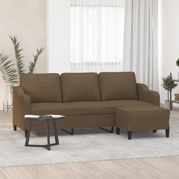 vidaXL 3-osobowa sofa z podn&oacute;żkiem, brązowy, 180 cm, tkaniną