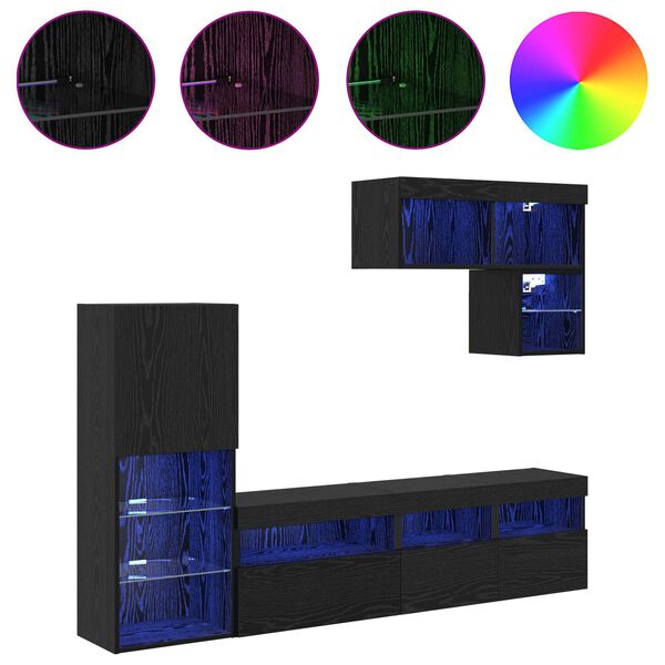 vidaXL Jednostki do montażu telewizora na ścianie 6 pcs Czarny Dąb