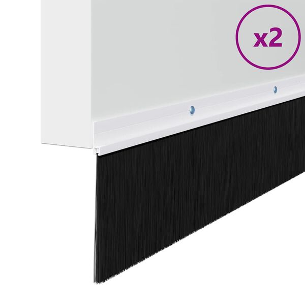 vidaXL Uszczelki z szczotką do drzwi na zatrzask 2 pcs Biały 100 cm